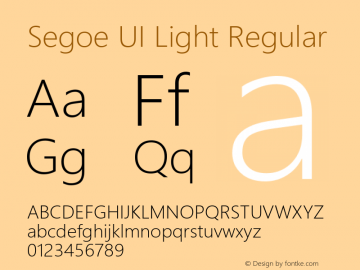 Segoe UI Light Regular Version 5.52 Font Sample