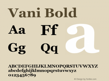 Vani Bold Version 6.81 Font Sample