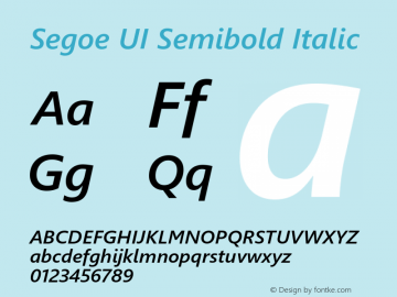 Segoe UI Semibold Italic Version 5.35 Font Sample