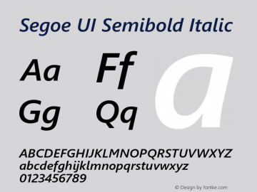 Segoe UI Semibold Italic Version 5.27 Font Sample