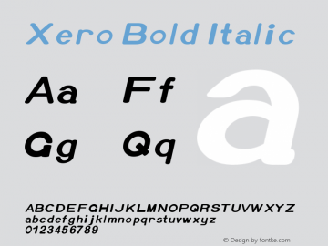 Xero Bold Italic Version 2.02 April 16, 2013 Font Sample