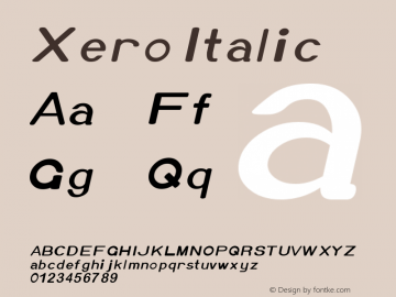 Xero Italic Version 2.02 April 16, 2013 Font Sample