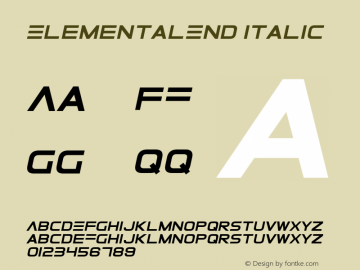 ElementalEnd Italic Version 1.00 July 23, 2010, initial release图片样张