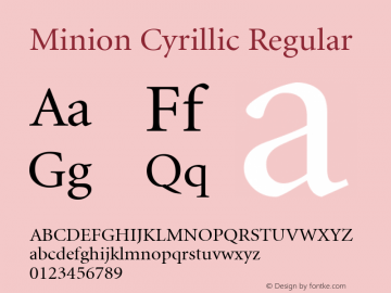 Minion Cyrillic Regular 1.0 Sat Oct 15 15:37:49 1994 Font Sample