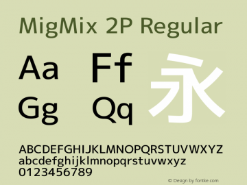 MigMix 2P Regular Version 2013.0702 Font Sample