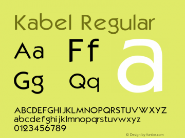 Kabel Regular 1.0 Fri Jun 18 08:53:09 1993 Font Sample