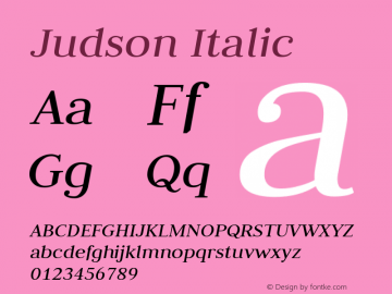 Judson Italic Version 20130904; ttfautohint (v0.96) -l 8 -r 50 -G 200 -x 14 -w 