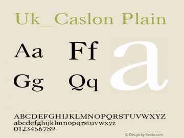 Uk_Caslon Plain 10:10:1966 Font Sample