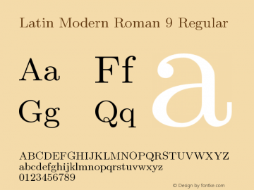 Latin Modern Roman 9 Regular Version 2.004;PS 2.004;hotconv 1.0.49;makeotf.lib2.0.14853图片样张