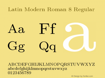 Latin Modern Roman 8 Regular Version 2.004;PS 2.004;hotconv 1.0.49;makeotf.lib2.0.14853图片样张