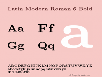 Latin Modern Roman 6 Bold Version 2.004;PS 2.004;hotconv 1.0.49;makeotf.lib2.0.14853 Font Sample