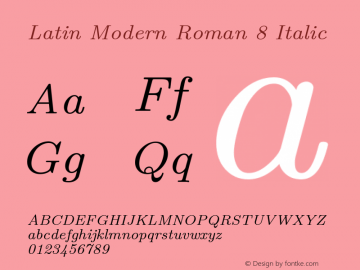 Latin Modern Roman 8 Italic Version 2.004;PS 2.004;hotconv 1.0.49;makeotf.lib2.0.14853图片样张