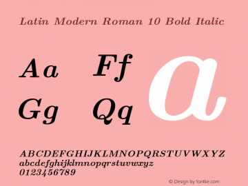 Latin Modern Roman 10 Bold Italic Version 2.004;PS 2.004;hotconv 1.0.49;makeotf.lib2.0.14853 Font Sample