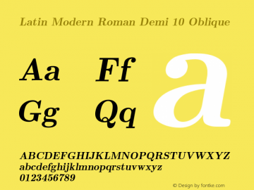 Latin Modern Roman Demi 10 Oblique Version 2.004;PS 2.004;hotconv 1.0.49;makeotf.lib2.0.14853 Font Sample