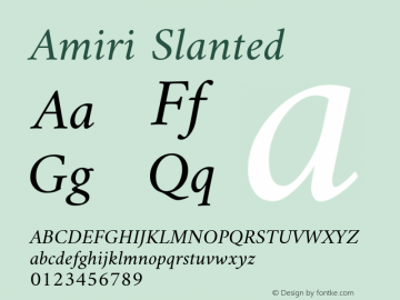 Amiri Slanted Version 000.102 Font Sample