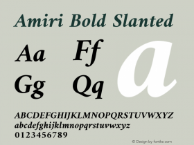 Amiri Bold Slanted Version 000.102 Font Sample