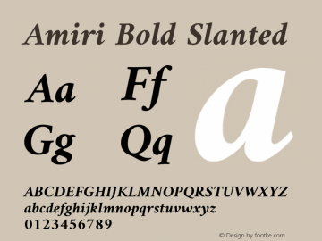 Amiri Bold Slanted Version 000.102 Font Sample