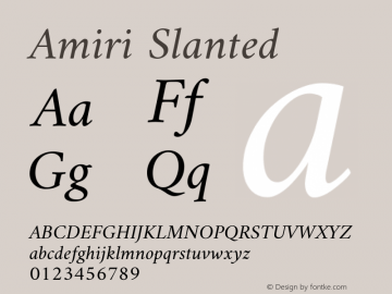 Amiri Slanted Version 000.105 Font Sample