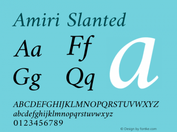 Amiri Slanted Version 000.105 Font Sample