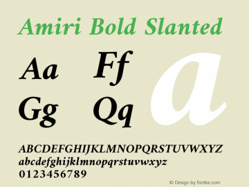 Amiri Bold Slanted Version 000.106 Font Sample