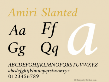 Amiri Slanted Version 000.106 Font Sample