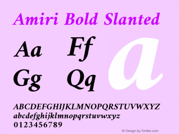 Amiri Bold Slanted Version 000.104 Font Sample