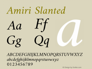 Amiri Slanted Version 000.104 Font Sample