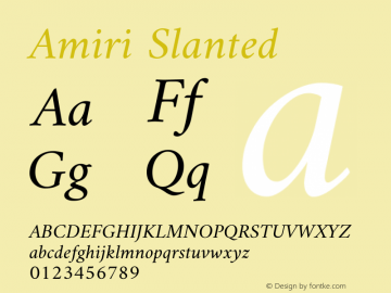Amiri Slanted Version 000.108 Font Sample
