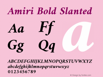 Amiri Bold Slanted Version 000.108 Font Sample