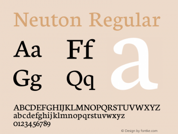 Neuton Regular Version 1.2 Font Sample