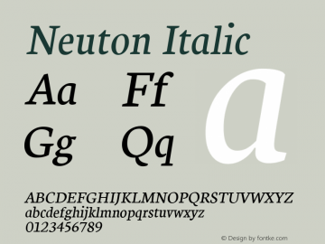 Neuton Italic Version 1.1 Font Sample