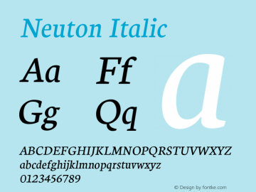 Neuton Italic Version 1.3 Font Sample