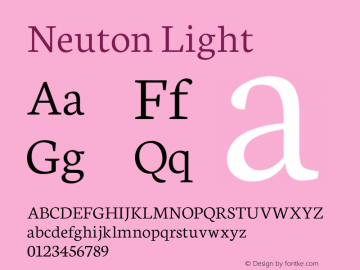 Neuton Light Version 1.43 Font Sample