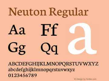 Neuton Regular Version 1.43 Font Sample