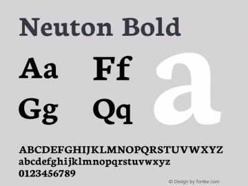 Neuton Bold Version 1.45 Font Sample