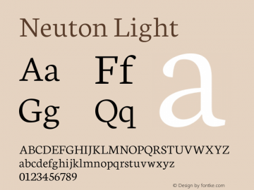 Neuton Light Version 1.45 Font Sample