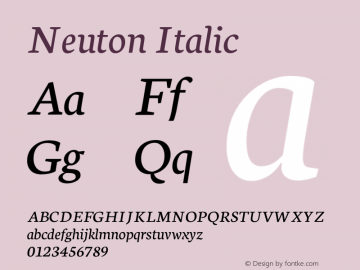 Neuton Italic Version 1.46 Font Sample