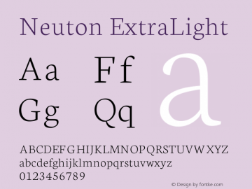 Neuton ExtraLight Version 1.4 Font Sample