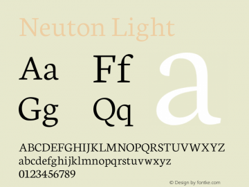 Neuton Light Version 1.46 Font Sample