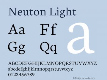 Neuton Light Version 1.42 Font Sample