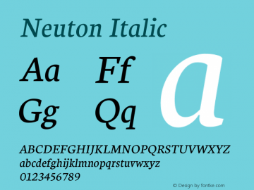 Neuton Italic Version 1.31 Font Sample