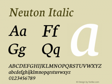 Neuton Italic Version 1.31 Font Sample