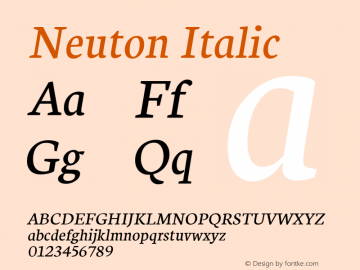 Neuton Italic Version 1.32 Font Sample