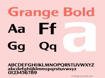 Grange Bold Version 1.0 Font Sample