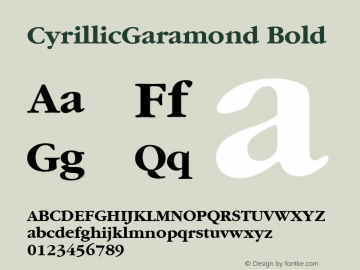 CyrillicGaramond Bold 1.0 Thu Mar 25 16:04:23 1993 Font Sample