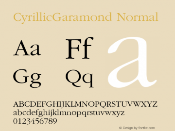 CyrillicGaramond Normal 1.0 Sun Mar 28 17:25:32 1993 Font Sample