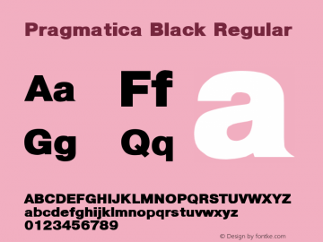 Pragmatica Black Regular Converted from t:\PRB_____.BF1 by ALLTYPE Font Sample