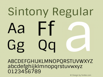 Sintony Regular Version 001.001 Font Sample
