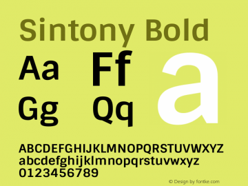 Sintony Bold Version 1.001 Font Sample