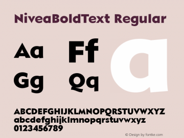 NiveaBoldText Regular Version 1.05 Font Sample